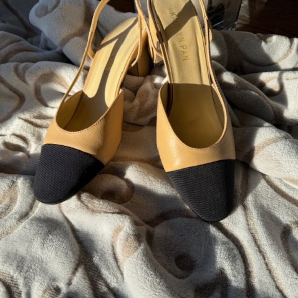 Kaitlyn Pan Two Tone Block Heel Slingback Shoes